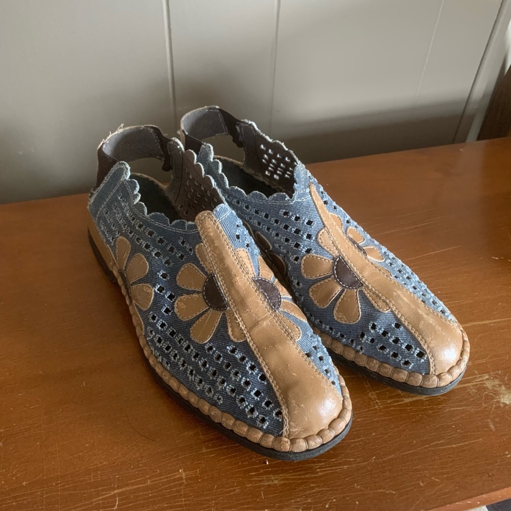 Reiker Denim And Leather Pre Owned Shoes. Size 39